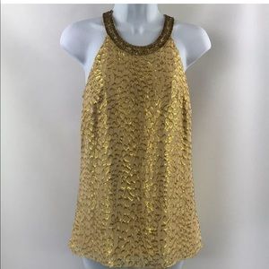 Lilly Pulitzer metallic gold beaded tank top sizeS